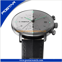 Suizo super luminoso elegante acero inoxidable reloj de cuarzo reloj cronógrafo